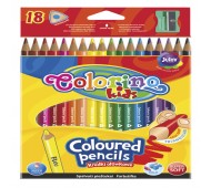 Олівці кольорові і точилка в контейнері, тригранні 18 кольорів Colorino