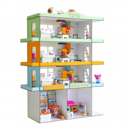 Набір Ляльковий будиночок Райдужна багатоповерхівка з меблями текстилем і світлом 2305