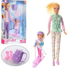 Кукла с дочкой лыжи DEFA 2 вида 8356