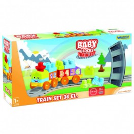 Конструктор Baby Blocks Мои первые кубики Железная дорога 1,45м 36 дет ТМ Wader 41460