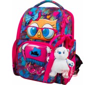 Рюкзак ранец школьный каркасный с мешком для сменной обуви и мягкой игрушкой DeLune 11-025