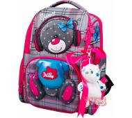 Рюкзак ранец школьный каркасный с мешком для сменной обуви и мягкой игрушкой DeLune 11-026