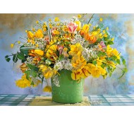 Пазлы Castorland 1000 Весенние цветы в зелёной вазе С-104567