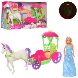 Кукла с каретой и лошадью музыка свет  DEFA 8423