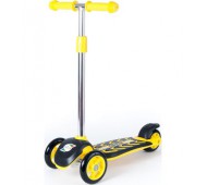 Самокат скутер трехколесный с большим рулем Желтый Орион