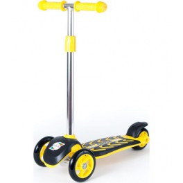 Самокат скутер трехколесный с большим рулем Желтый Орион