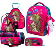 Ранец рюкзак набор школьный универсальный пенал, сумка для обуви, фартук, спортивная сумка DeLune 7mini-022 Full Set