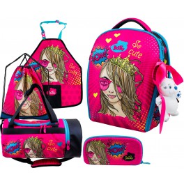 Ранець рюкзак шкільний набір пенал, сумка для взуття, фартух, спортивна сумка DeLune 7mini-015 Full Set