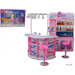 Игровой набор Мебель Gloria барная стойка стулья посуда  98006