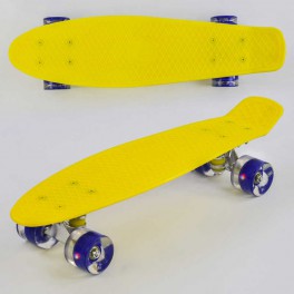 Скейт Пенні борд Best Board дошка 55см, колеса PU зі світлом, діаметр 6 см Жовтий 1010