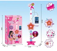 Микрофон детская игрушка звук, подсветка, подключение телефона розовый HD8925
