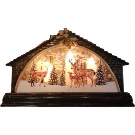 Светящийся сувенир Домик Деда Мороза, Снеговик, Олени LED ZF-080-А