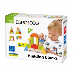 Будівельні блоки дерев'яні для малюків14 фігур 900453
