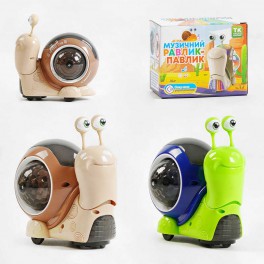 Іграшка Музичний равлик-павлик світло, звук, проєктор, рухлива голова, колесо вільного ходу, укр. озвучка 97812