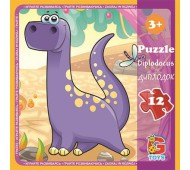 Пазли великі для малюків 12 елементів G-Toys Динозаври LD02