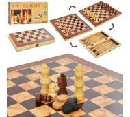 Шахи дерев'яні 3 в 1 шахи, шашки, нарди XQ630-17