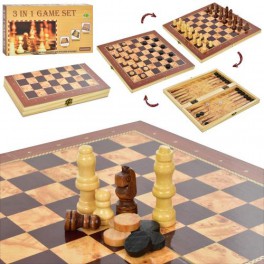 Шахи дерев'яні 3 в 1 шахи, шашки, нарди XQ630-17