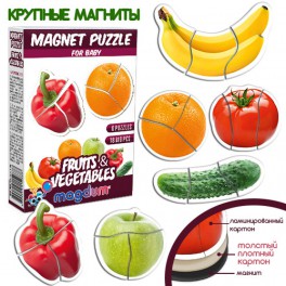 Набор магнитных пазлов  Fruits and vegetables Фрукты и овощи 18 магнитов корр. 17*12*4см Украина Magdum ML4031-25EN