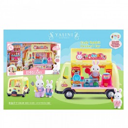 Игровой набор с флоксовыми животными Автобус магазин Морожено с зайчатами 6622