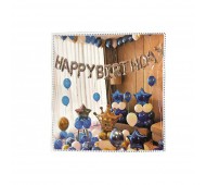 Набор декора ко дню рождения, Шарики синий с золотом 48шт, Фотозона T-8988