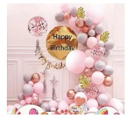 Набор декора ко дню рождения, Шарики в розовых тонах 60шт, Фотозона T-8919