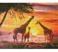 Набор с алмазной мозаикой "Семья жирафов" 40х50см Ideyka AMO7327