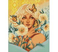 Набір з алмазною мозаїкою "Дівчина з метеликами" 50х40см Ideyka AMO7597