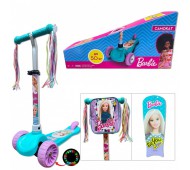 Самокат детский 3-х колесный Barbie складной, колеса PU свет LS2119