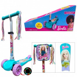 Самокат дитячий 3-х колісний Barbie складаний, колеса PU світло LS2119