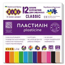 Пластилін CLASSIC 12 кольорів 240г KIDS Line ZB.6233