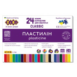 Пластилін CLASSIC 24 кольори 480г KIDS Line ZB.6236