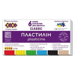 Пластилін CLASSIC 6 кольорів 120г KIDS Line ZB.6230