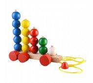 Пірамідка-каталка Кульки на роликах розвиваюча дерев'яна іграшка
