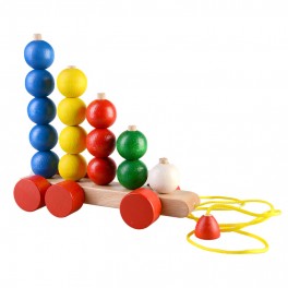 Пірамідка-каталка Кульки на роликах розвиваюча дерев'яна іграшка